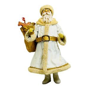 Clothtique by Possible Dreams Vintage 1988 Santa Figurine in White Coat 10" EUC